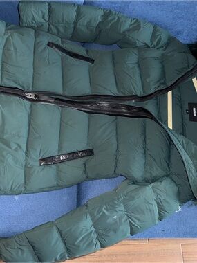 Mackage Teal Quilted Puffer Jacket with Black Trim